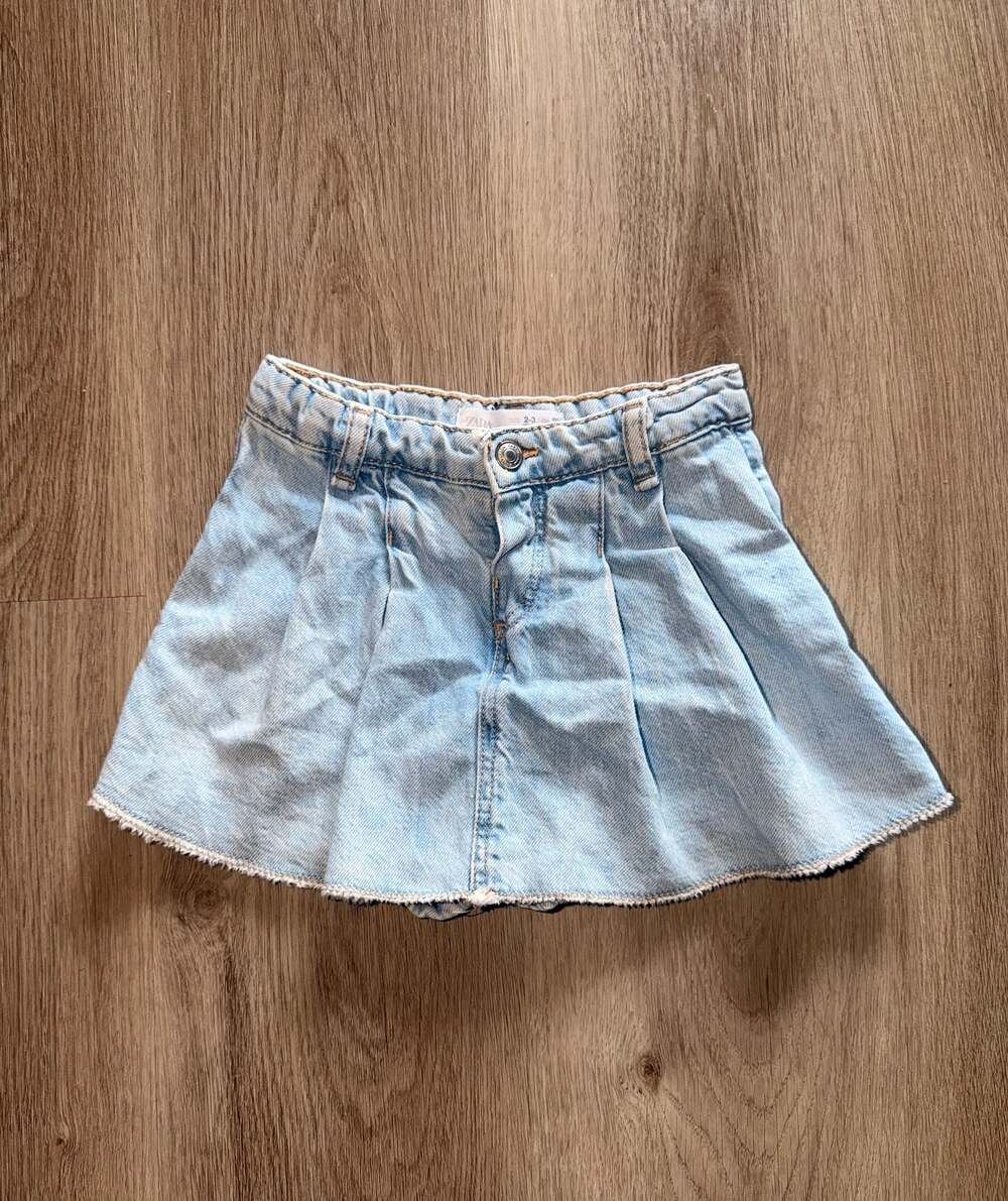 Zara Girls Light Blue Denim Skort Size 2-3 Years | Like New | Toddler Skirts